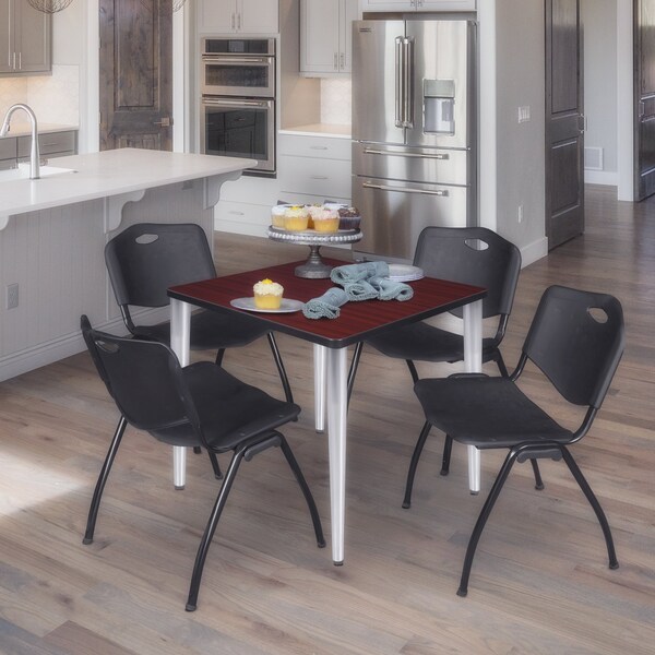 Regency Kahlo Square Table & Chair Sets, 30 W, 30 L, 29 H, Wood, Metal, Plastic Top, Mahogany TPL3030MHCM47BK - main